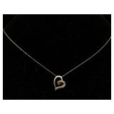 10k White Gold Chain & Heart Pendant, Tw 1.6g, Sz