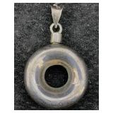 Sterling Silver Donut Shape Pendant, Tw 16.6g,