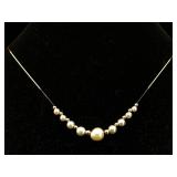 14k Gold Pearl Necklace, Tw 3.3g, Sz 18in Long