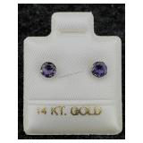14k Gold Stud Earrings, Iolite, 0.38cts, Tw 0.4g,