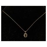 10k Gold Chain & Pendant, Tw 1.2g W/diamond &