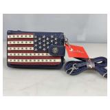 NWT Montana West Blue USA Zip Around Wallet w/