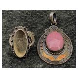 Sterling Silver Pendant & Ring, Tw 15.7g, Sz 5.5,