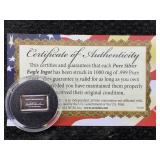 1g - .999 Fine Silver Bar W/certificate