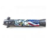 Switchblade Knife with Eagle and US Flag on