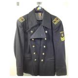 Vtg Soviet Navy Pea Coat with Patches - size L