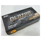 50 Rounds 9mm Ammo - 115gr FMJ