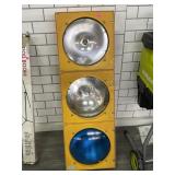 Yellow traffic street light, approx 42in tall,