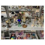 Angel Figurines, Blue Glass Rose Candleholder,