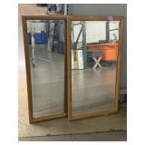 2 Wood Framed Hanging Mirrors. Approx 32 x 18.