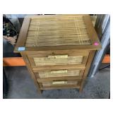 Wood/Wicker Side tables, approx 20x15x28in