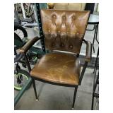 Brown pleather armchair w/metal body
