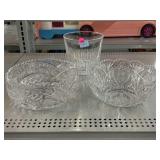 2 Vintage Cut Crystal Glass Serving Bowls and
