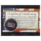 1g - .999 Fine Silver Bar W/certificate