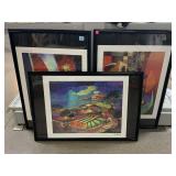 3 Framed Lithographs. Approx 31 x 21