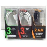 Three new kick power adapters, a car charger dual