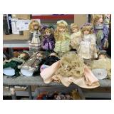 Assorted Collectors Dolls. Mostly Porcelain