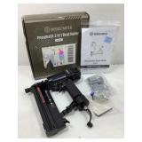 A Woodstarter, pneumatic two-in-one brad nailer,