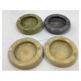 Set a 4, 3 inch round ceramic ashtrays two and