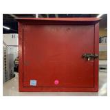 Vintage red metal utility box.