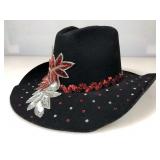 Eddy Bros Black Wool Embellished Western Hat. Sz