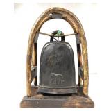 Southeast Asian Elephant Bell On Bentwood Stand.