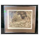 matted and framed artwork that appears to be a