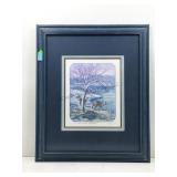 A framed limited edition, winter wildlife print