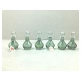 Six matching small oil and vinegar type