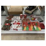 Assorted Christmas Decor. Garland, Hooks,