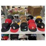 Assorted Sports Hats, AFL Mini Helmet & Spalding