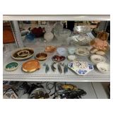 Assorted Home Decor. Pottery, Fish Statues, Bowls