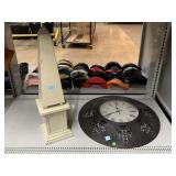 Wall Hanging Clock & Obelisk Statue
