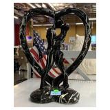 Man & Woman Ceramic Heart Shaped Decor. Approx