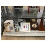 Assorted Home Decor. Leather Books, Wire Basket &