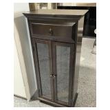 Small Wood and Glass Shelf Cabinet with Drawer -