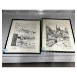 2 Framed Drawings. Signed By Artist. Approx