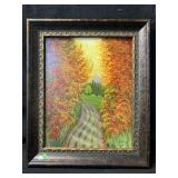 An oil or acrylic painting on canvas with a
