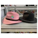 2 Fedora Hats. Pink & Gray