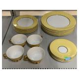 Golden Damask Plate & Cups Set.