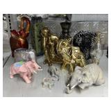 Assorted Home Decor. Elephant Statues, Vases &