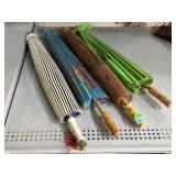 4 Vtg Japanese Paper & Bamboo Parasols