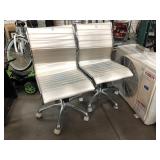 2 Cream Office chairs on wheels, no arms
