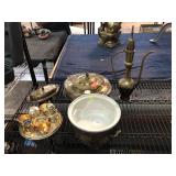 Metal decorative teapots w/metal kitchenware and