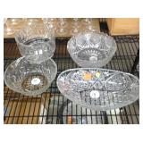 Glass center dishes, approx 13in long, Item