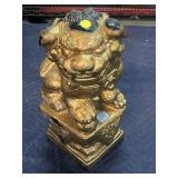 Composite solid Lion decor piece, approx 7x7x17in