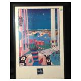 Large and colorful print titled night flowers by