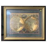 This is a vintage framed gold foil reproduction