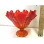 Amborina glass compote - Fenton-style 7 in tall