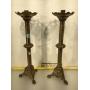 Pr Antique brass candlesticks, 20 in Ht, vg